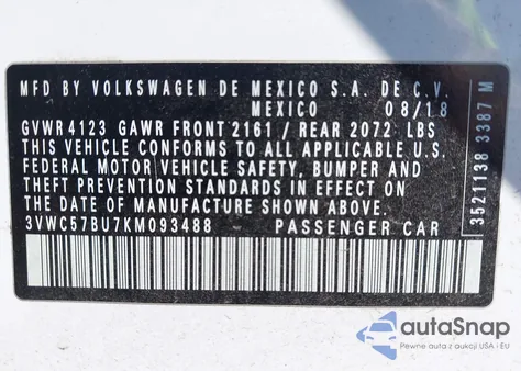 2019 Volkswagen Jetta 1.4T R-Line/1.4T S/1.4T Se from USA, damaged, VIN 3VWC57BU7KM093488